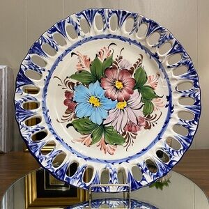Jay Willfred Andrea by Sadek Portugal 11.5” Blue Charger Wall Plate Reticulated